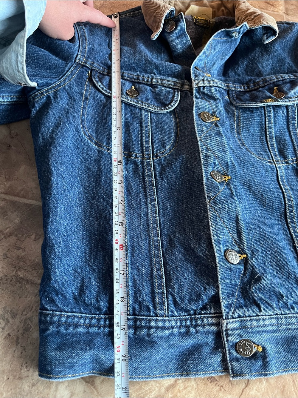 Vintage 80s Lee Blanket Lined Denim Jacket Storm Rider Corduroy Collar Canadian - Picture 7 of 10